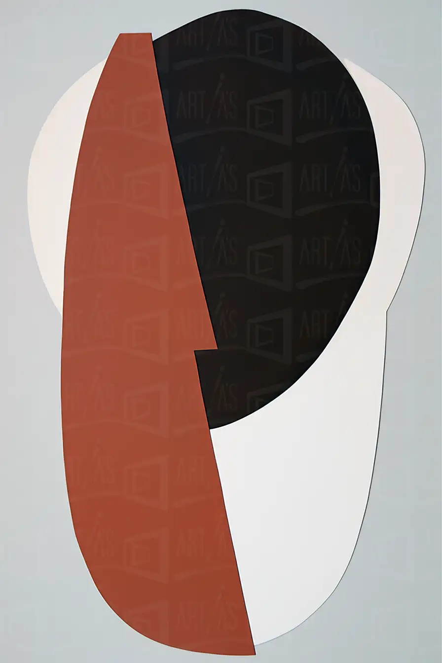 Composición abstracta con formas geométricas en colores negro, blanco y marrón. | CUADROS DE ATREZZO PARA CINE Y PUBLICIDAD