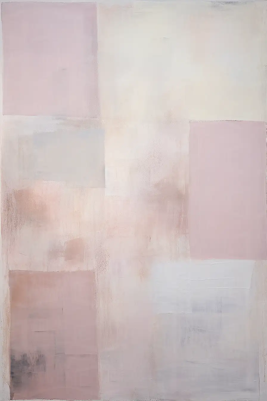 Composición abstracta con bloques de color en tonos suaves. | CUADROS DE ATREZZO PARA CINE Y PUBLICIDAD