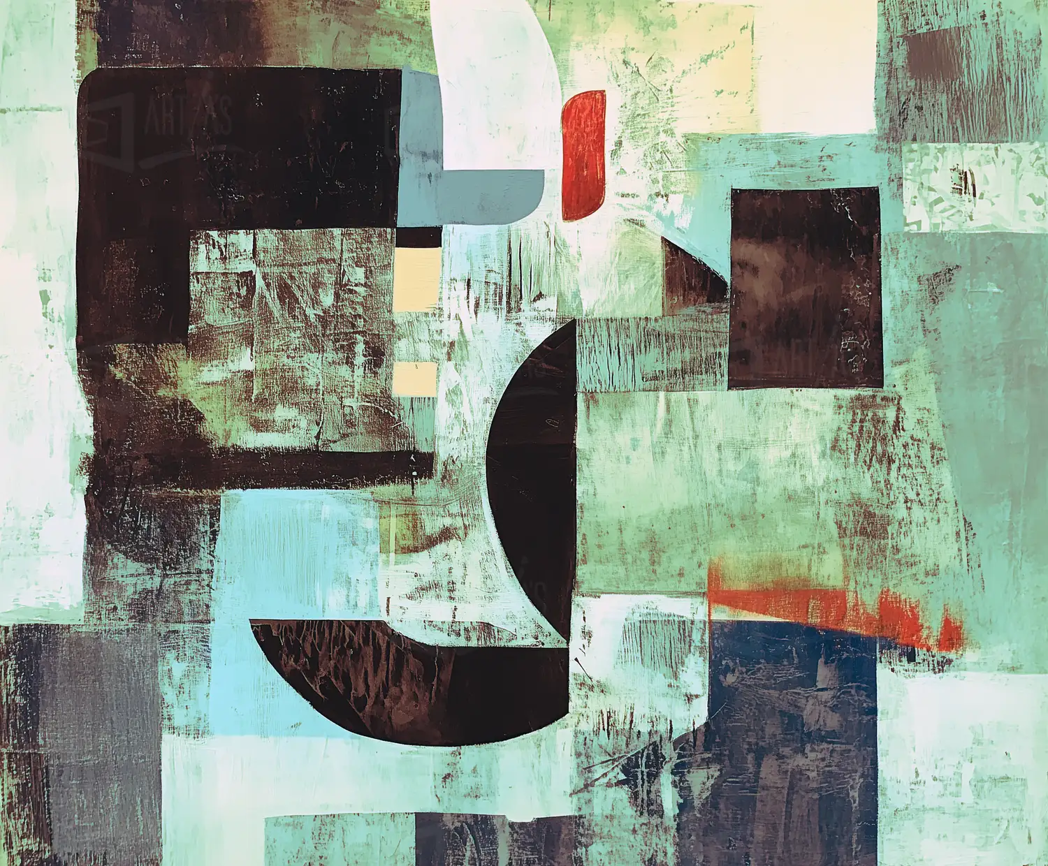 Composición abstracta con formas geométricas en tonos oscuros y claros. | CUADROS DE ATREZZO PARA CINE Y PUBLICIDAD