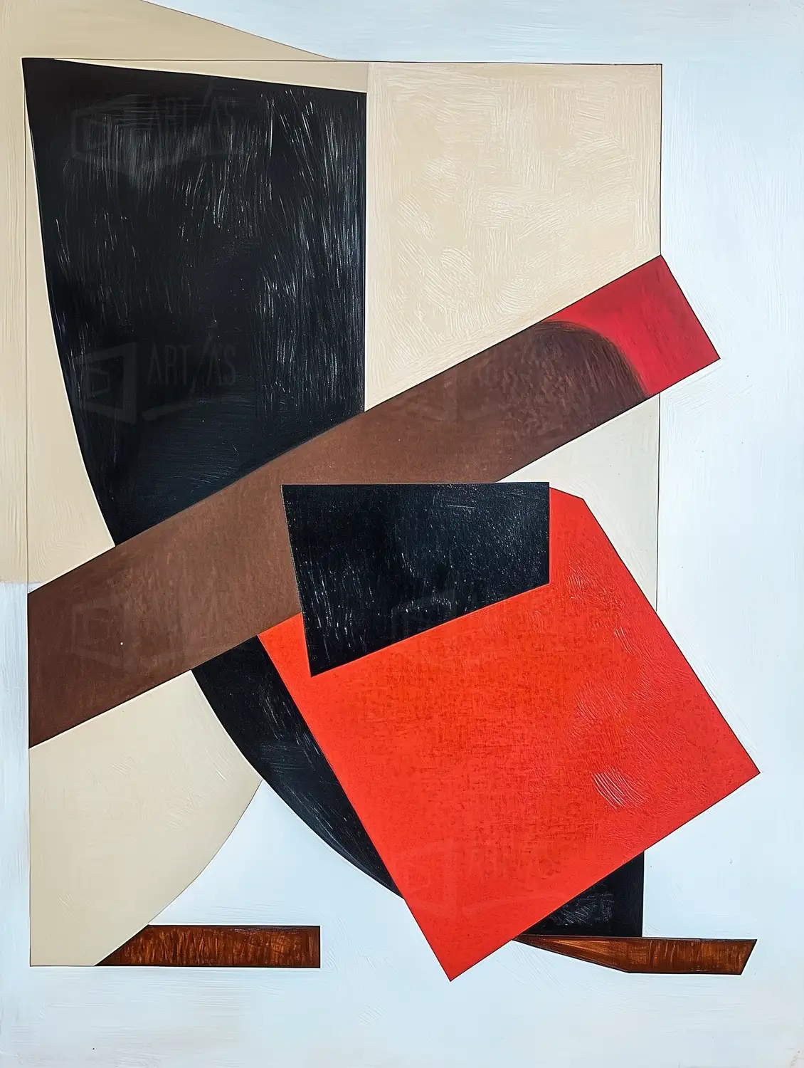 Composición abstracta con formas geométricas en colores contrastantes. | CUADROS DE ATREZZO PARA CINE Y PUBLICIDAD