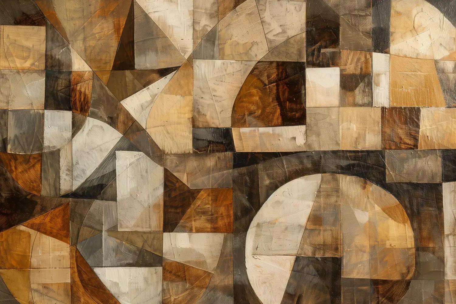 Composición abstracta con formas geométricas en tonos marrones y grises. | CUADROS DE ATREZZO PARA CINE Y PUBLICIDAD