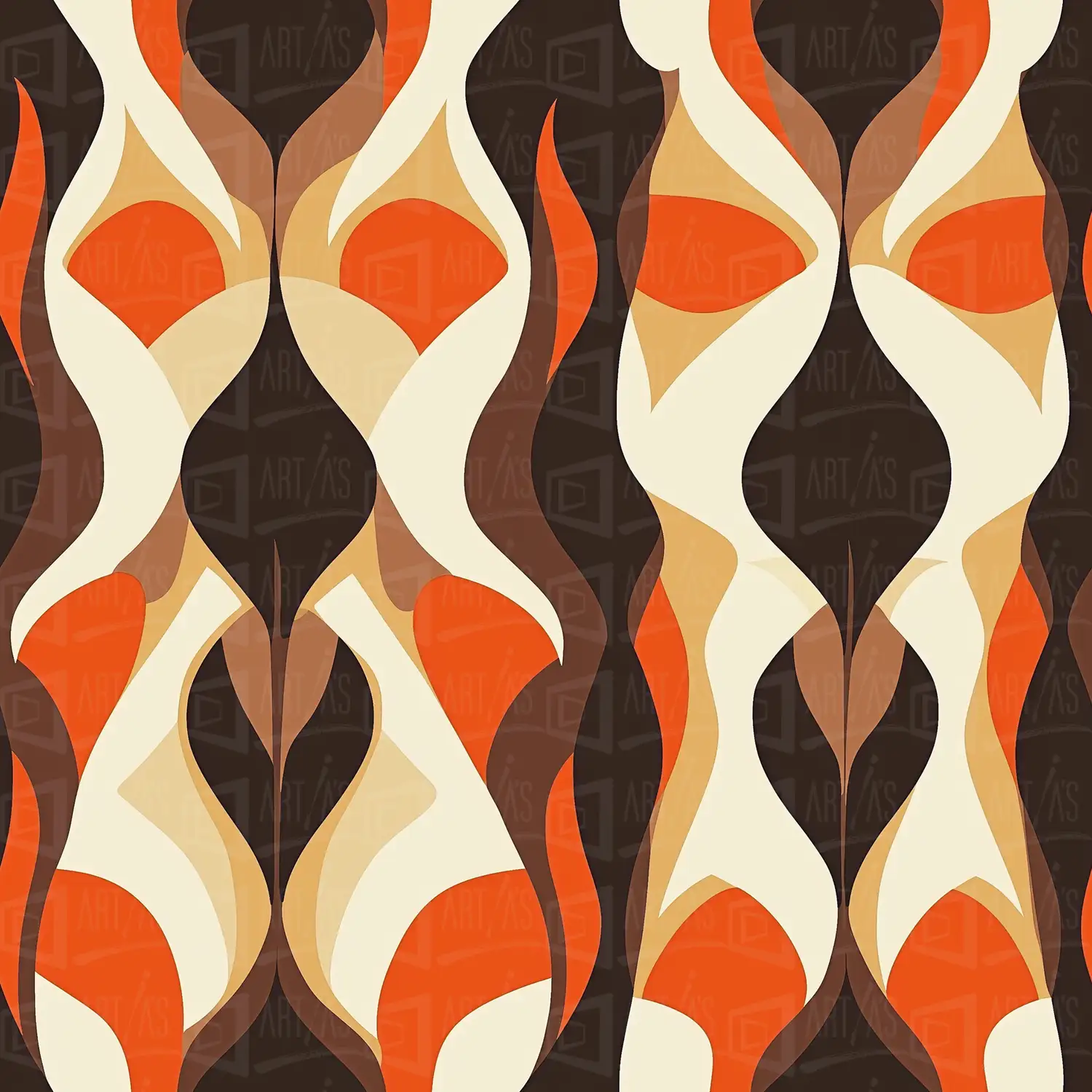 Patrón abstracto con formas orgánicas en tonos cálidos y oscuros. | CUADROS DE ATREZZO PARA CINE Y PUBLICIDAD
