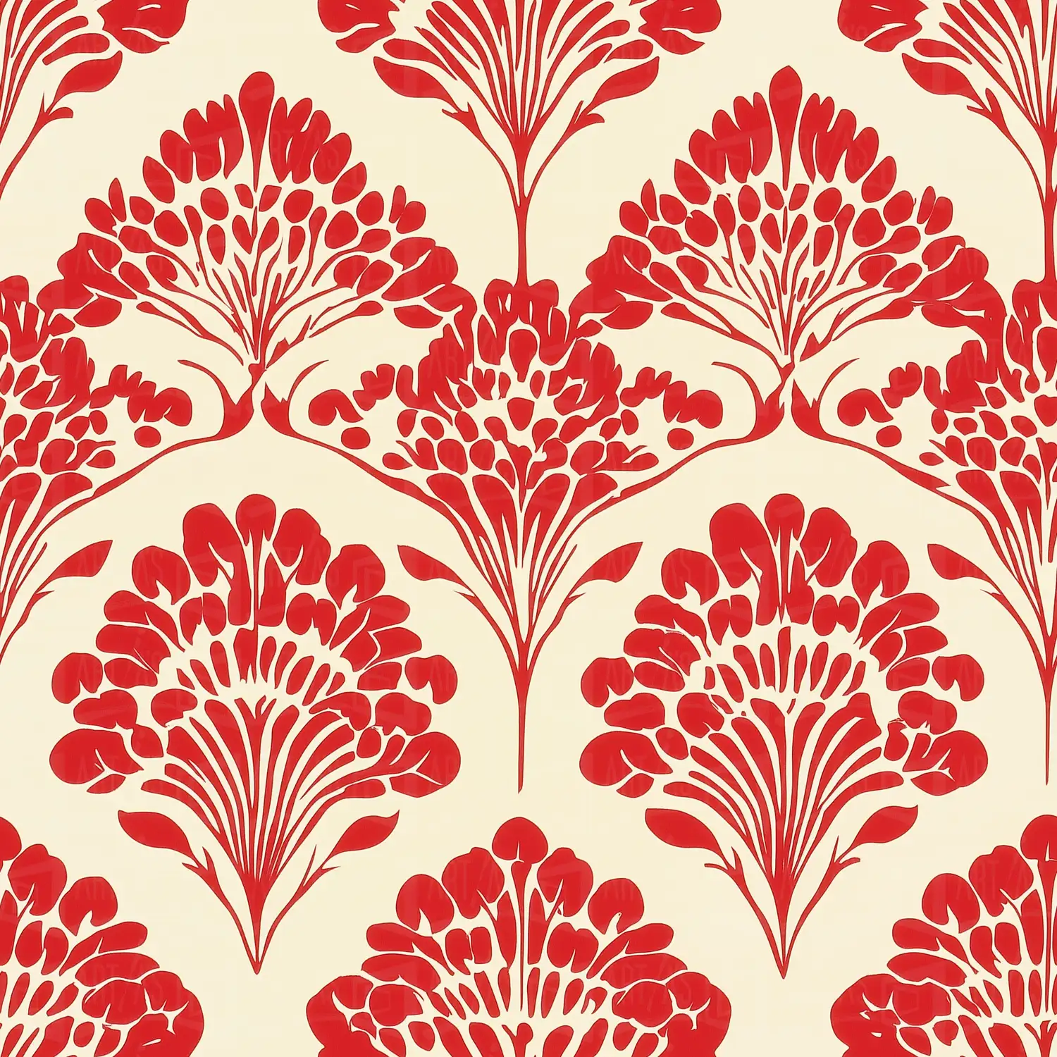 Patrón floral en rojo sobre fondo beige. | CUADROS DE ATREZZO PARA CINE Y PUBLICIDAD