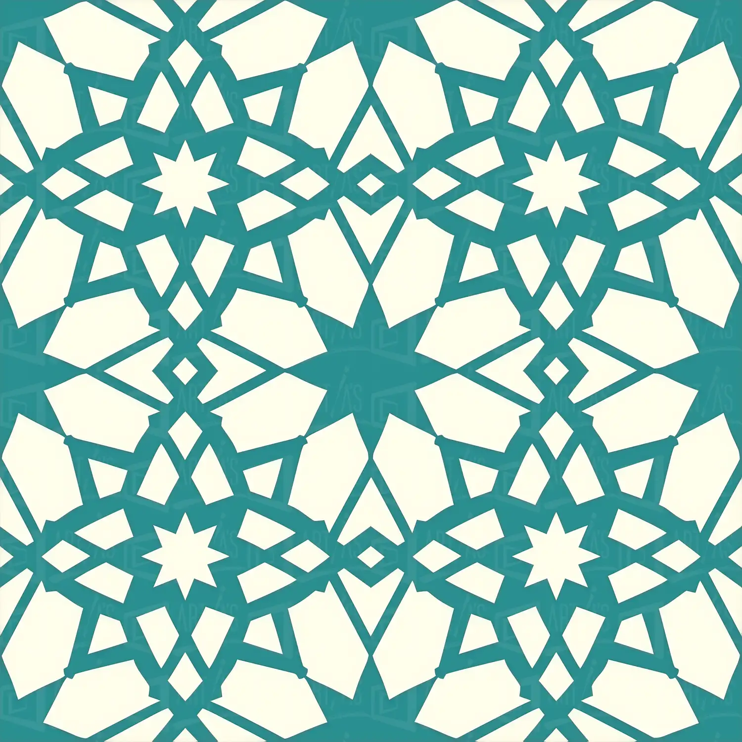 Patrón geométrico con formas estrelladas en colores azul y beige. | CUADROS DE ATREZZO PARA CINE Y PUBLICIDAD