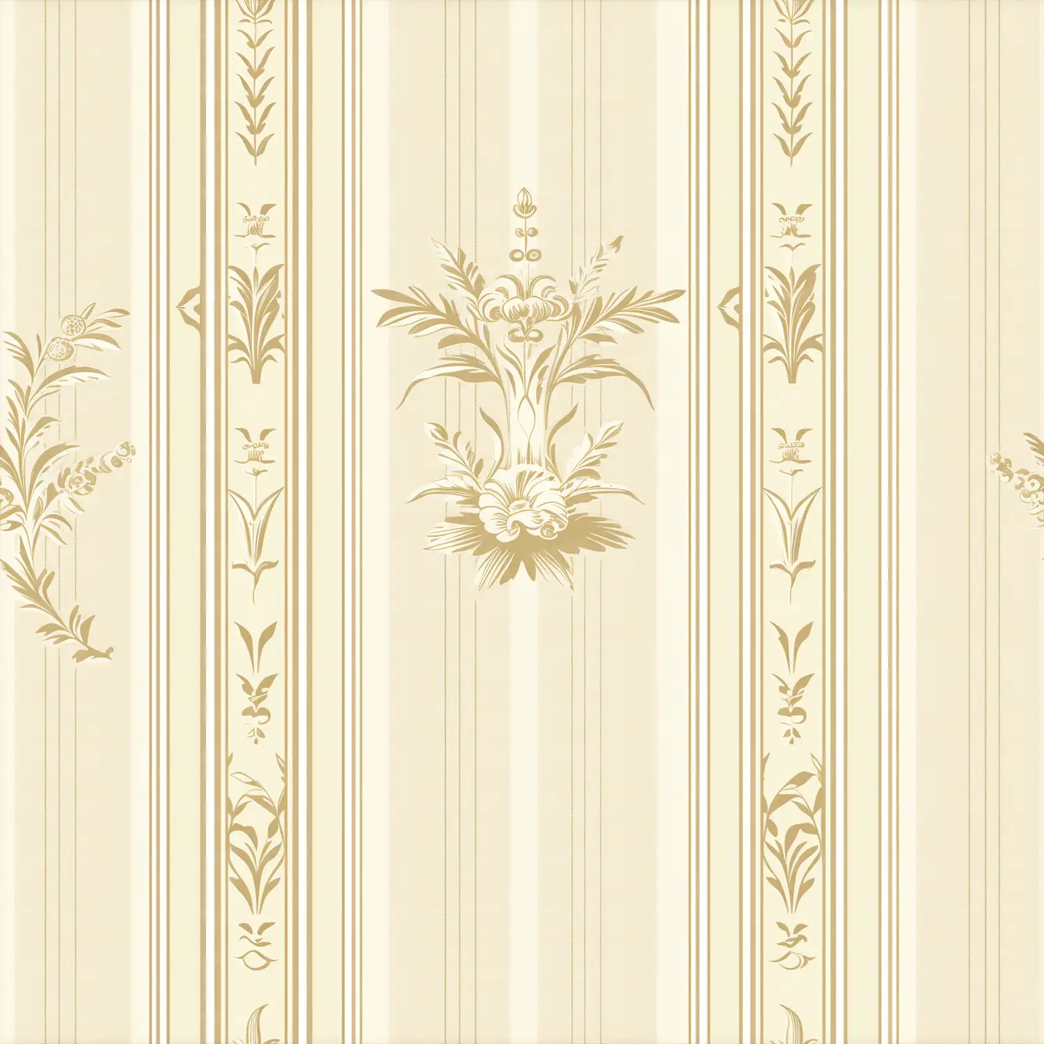 Diseño de papel tapiz con motivos florales en tonos beige y dorado. | CUADROS DE ATREZZO PARA CINE Y PUBLICIDAD