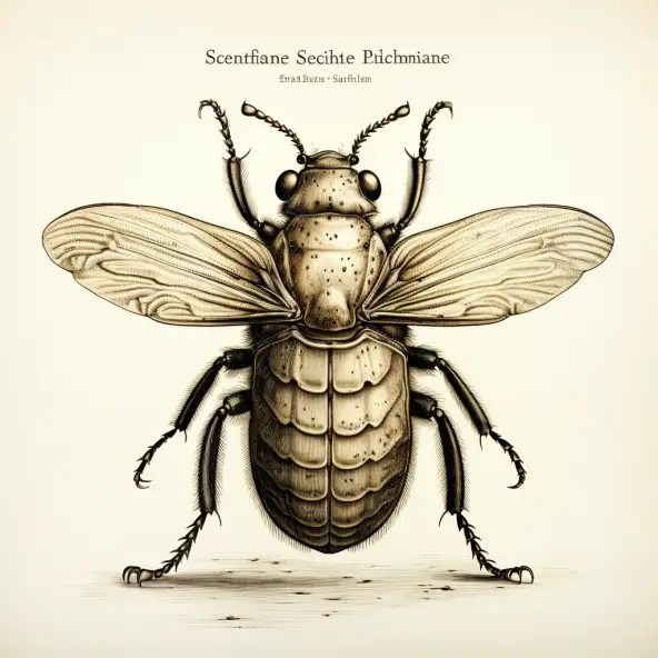 Ilustración de un insecto con alas, mostrando detalles anatómicos. | CUADROS DE ATREZZO PARA CINE Y PUBLICIDAD