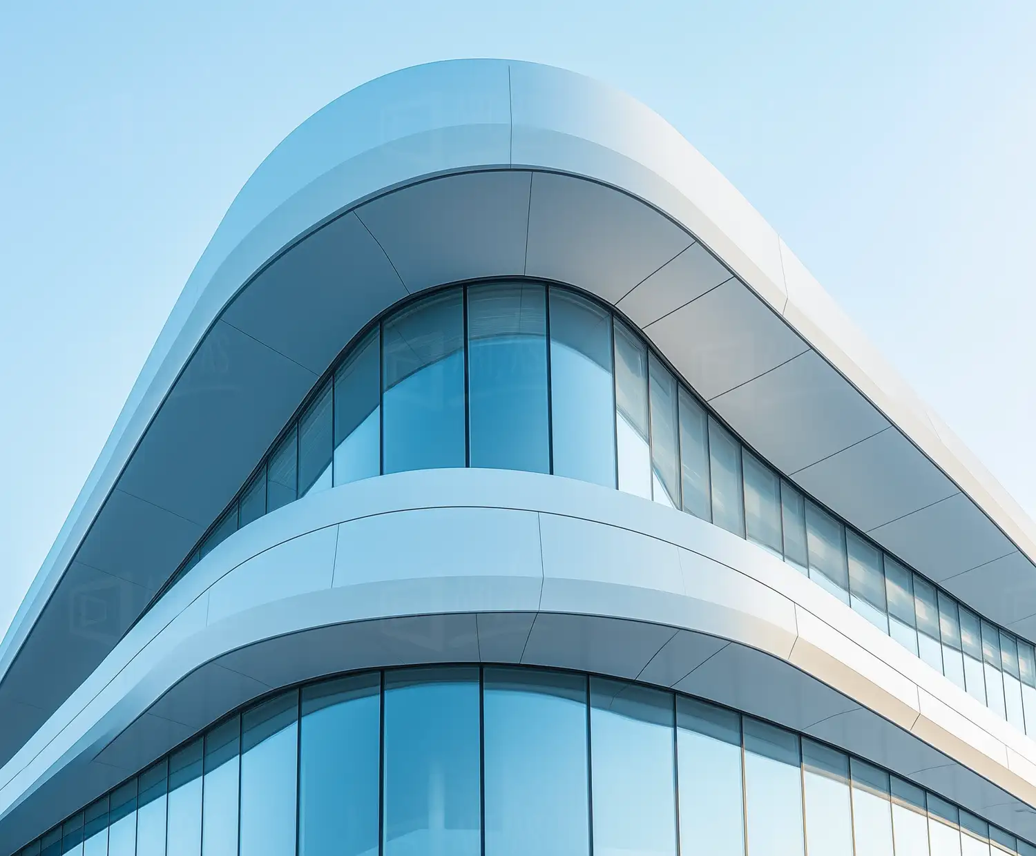 Edificio moderno con líneas curvas y grandes ventanales. | CUADROS DE ATREZZO PARA CINE Y PUBLICIDAD